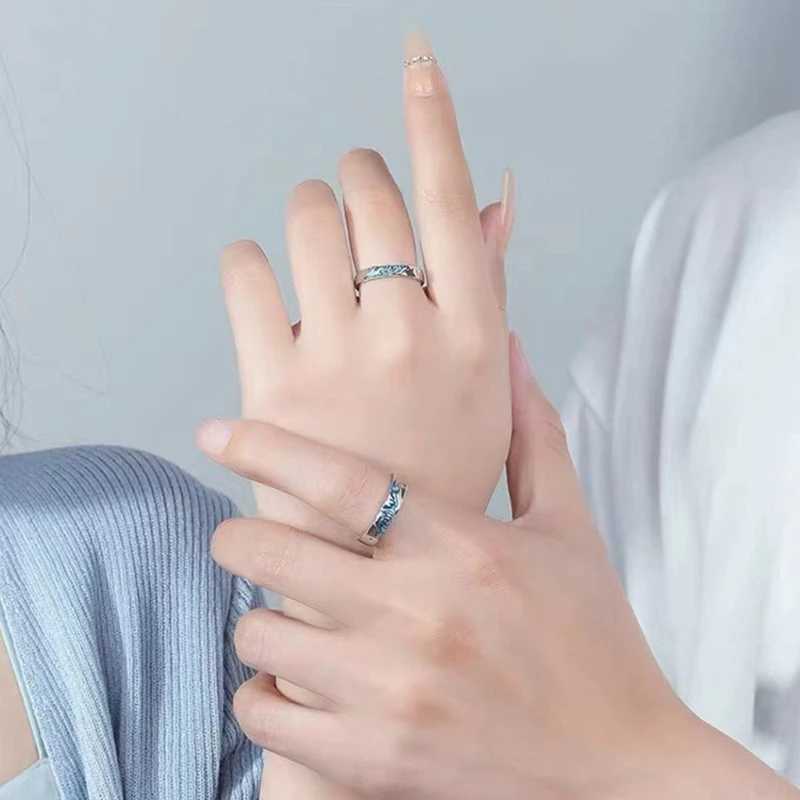 Fashion Van-Gogh Starry-Sky Couple Ring For Women Men Romance Finger Ring Adjustable Open Student Birthday Gift JewelryX240921
