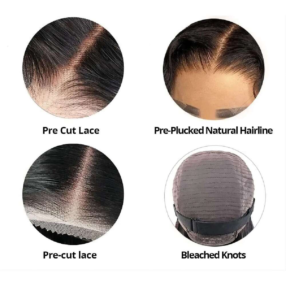 Human Hair Ready To Wear 4x4 Deep Wave 5x5 Closure Wig Pre Cut Lace Glueless Curly Wigs