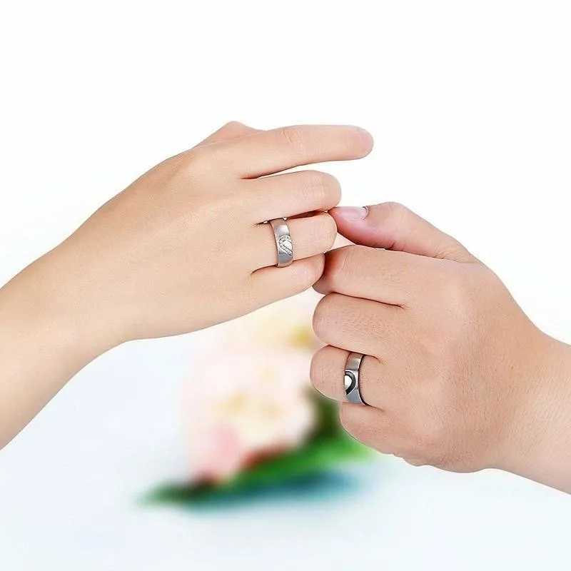 Fashion His and Her New Titanium Steel Heart Shape Matching Set Real Love Couples Wedding Band Jewelry GiftX240921