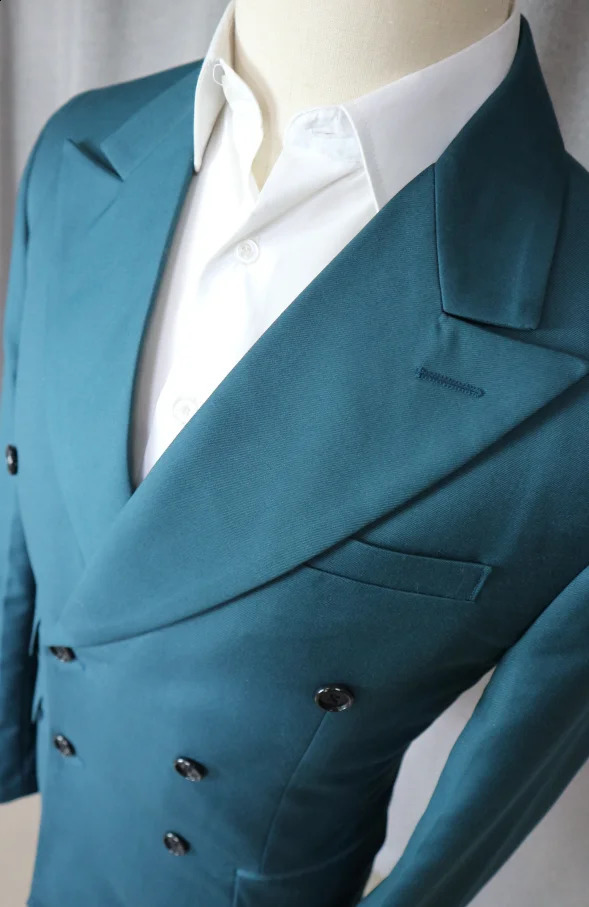 Men's Suit 2 Piece Double Breasted Lapel Jacket Business Casual Slim Fit Wedding Suit For Men BlazerPants 260713CJ - view 7