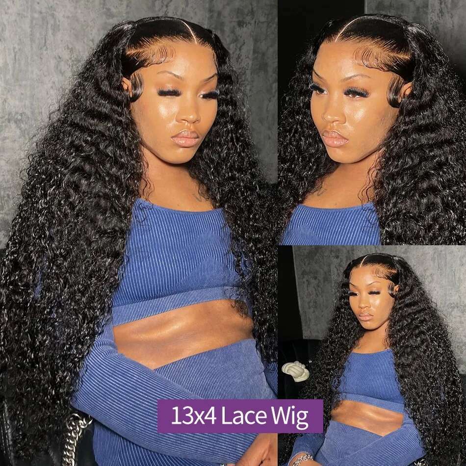Deep Wave HD Front 100% Human Wig Kinky Curly 200% 13x4 13x6 Lace Frontal Wigs For Woman Indian Remy Hair Pre Plucked