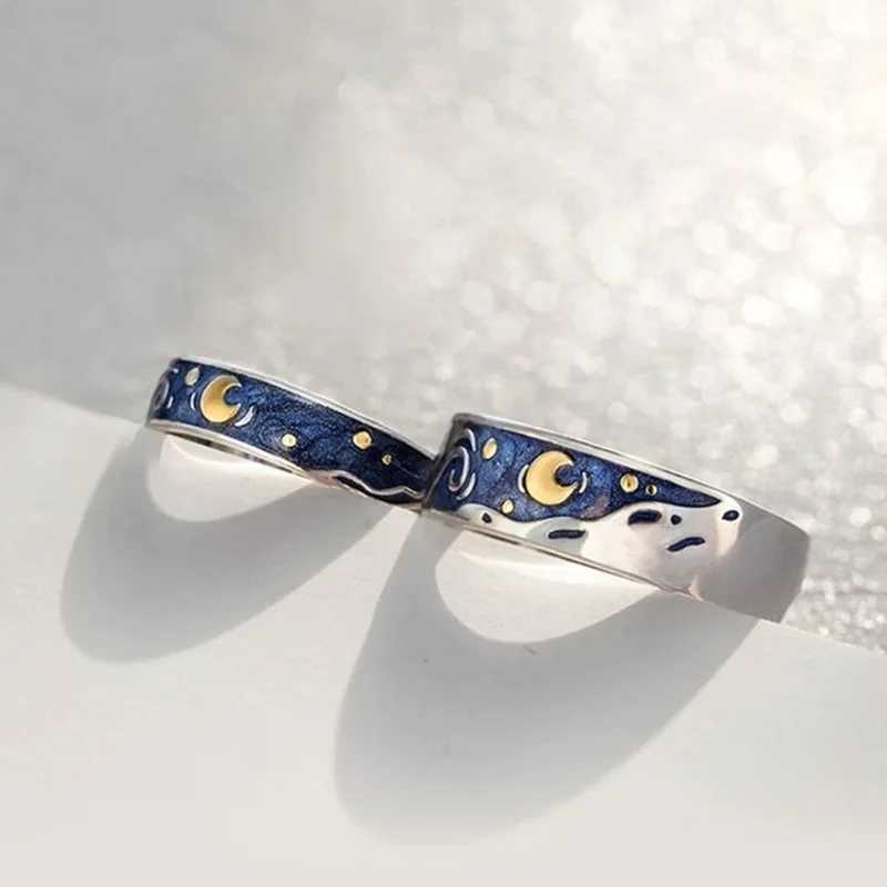 Creative Van Gogh Starry Sky Open Lover Fashion Rings Personality Romantic Men Women Couple Jewelry Couples Rings Gift WholesaleX240921