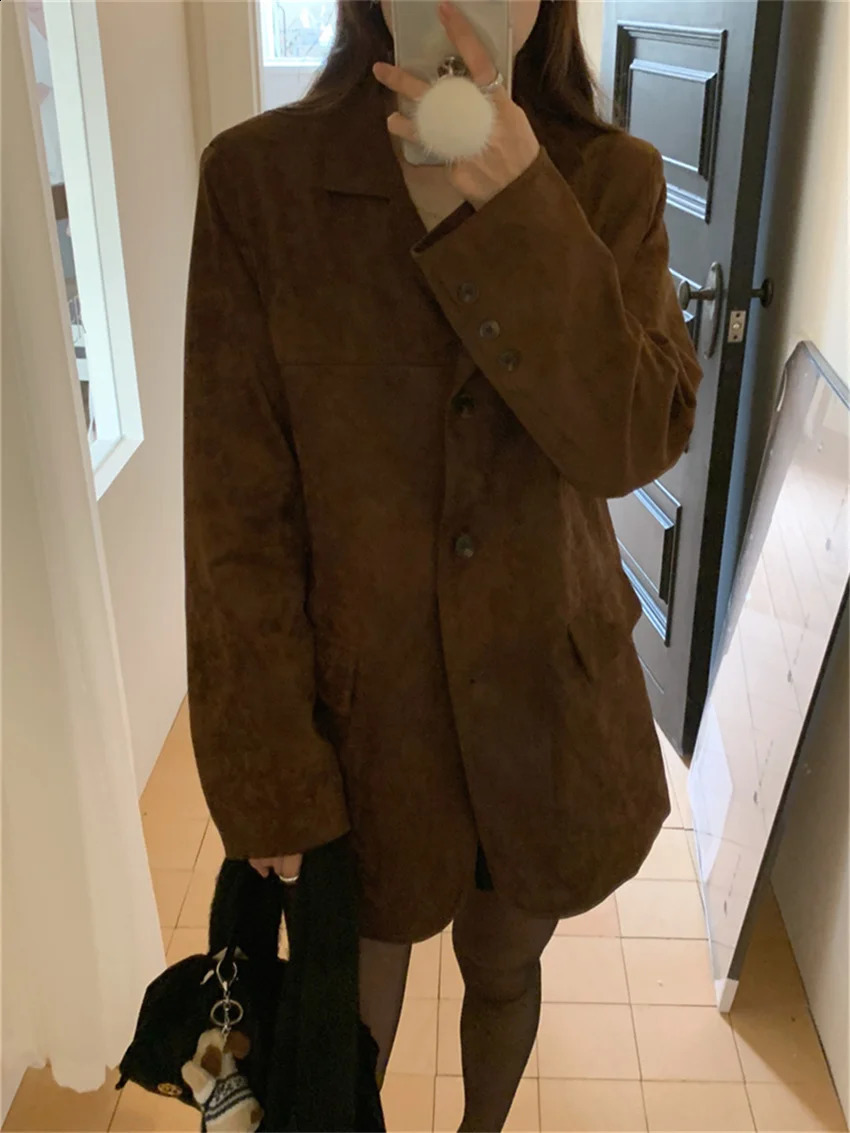 Alien Kitty M-L Women Chamois Blazers Chic Elegant Office Lady High Street Slim 2024 Minimalist Vintage Spring Daily Coats 240918