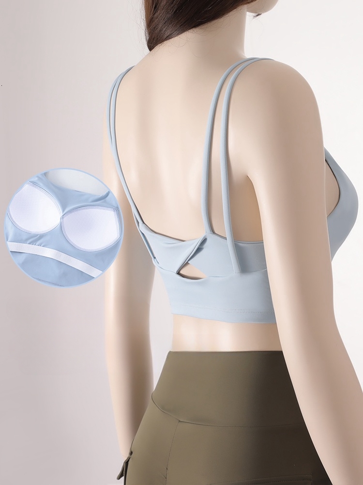 Sexy High-Strength Women's Sports Bras With Pads U-Neck Twisted Back Hollow Yoga Bra