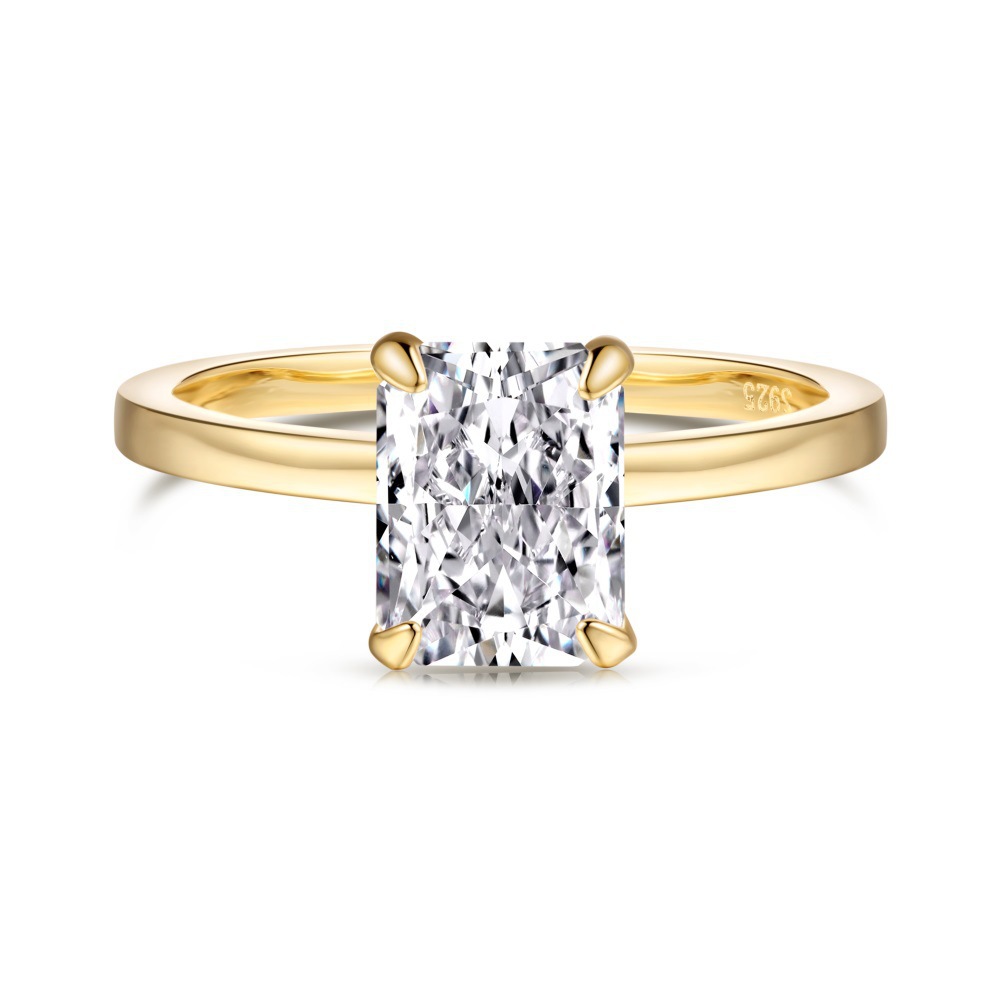 Niche high-end S925 sterling silver ring women's ice flower cut 8A zircon high carbon diamond simulation diamond ring Free Shipping