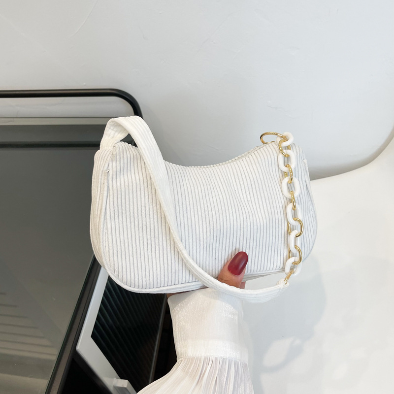 Corduroy solid color underarm bag 2024 Korean version simple artistic dumpling bag