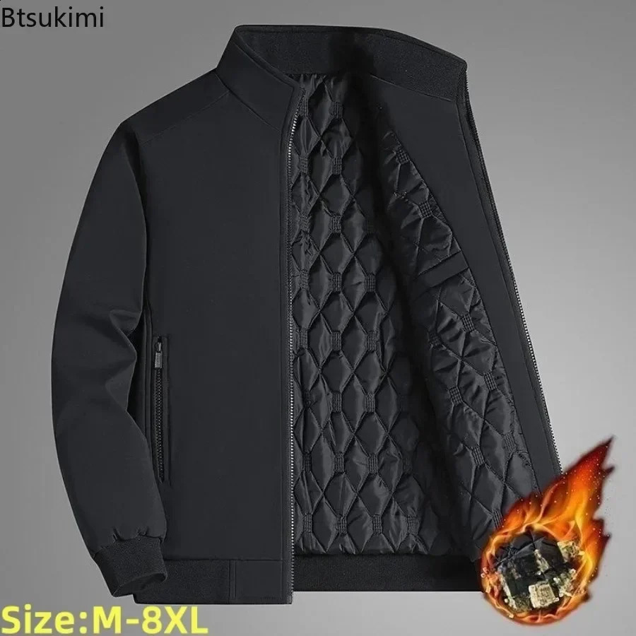Autumn Winter Fleece Thick Jacket Men Warm Windbreaker Fur Collar Coat Jacket Male Fashion Winter Lamb Wool Parka 8XL 240911