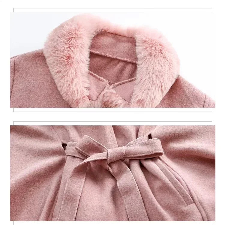 2024 Poncho Cloak Korean Style Women Autumn and Winter Keep Warm Cape Coats Loose Belt Party Vacation Street Ponchos T85 240921 - view 5