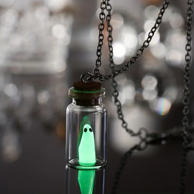 Halloween Drift Bottle Luminous Ghost Necklace Ornament Free shipping