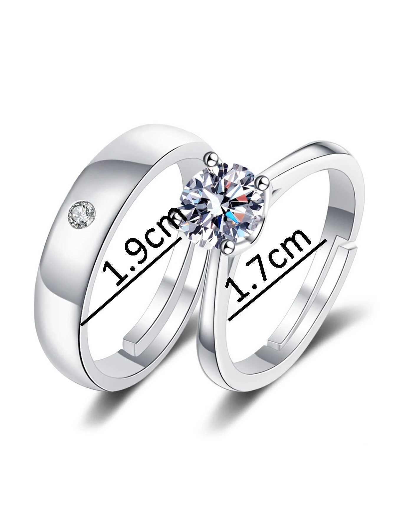 2PCS fashion simple copper set zircon adjustable couple ringX240921