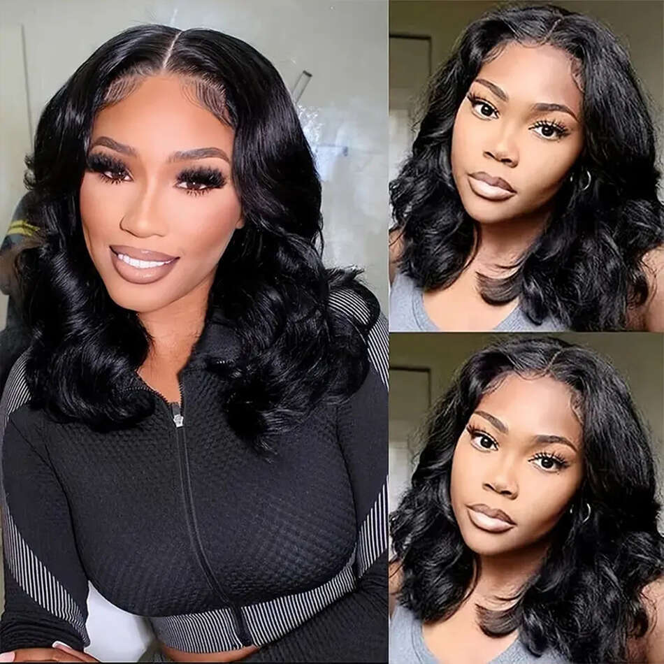 Body Wave Bob Brizilian Front Short Wavy Preplucked Human Hair Wigs For Women 5x5 Lace Closure Wig