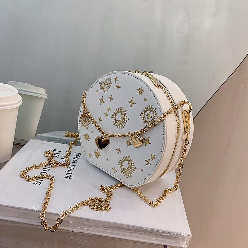 2024 French chain fashionable blue embroidered shoulder cross bag