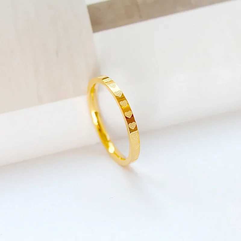 Meetvii Simple Love K-gold Color Titanium Steel Rings for Women Men Thin 2.2mm Width Couple Rings Unique JewelryX240921