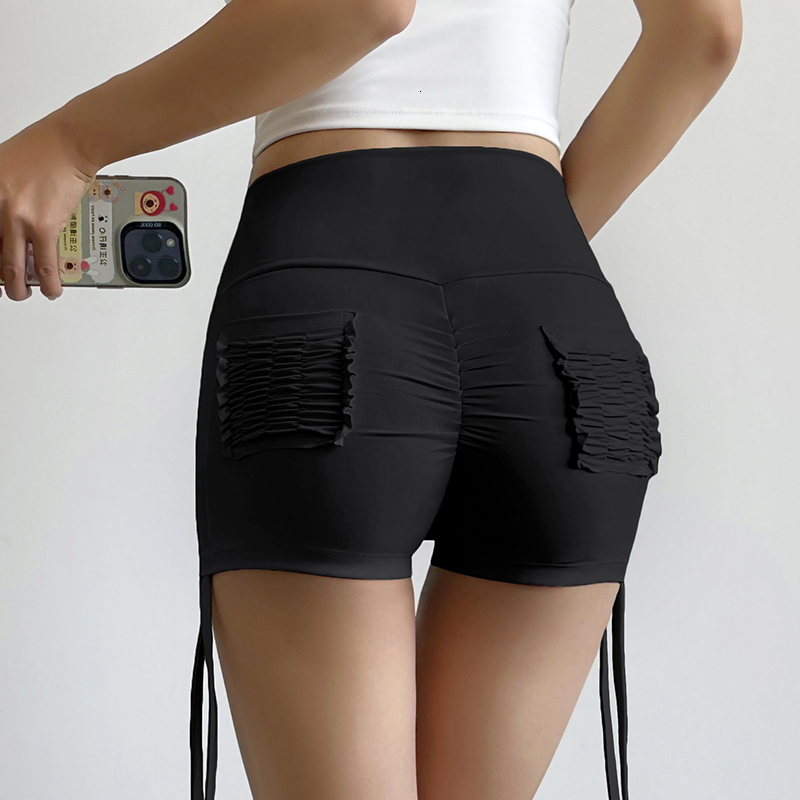 2024 New Workout Fiess Training High Waist Scrunch Butt Seamless Sports Yoga Biker Shorts With Drawstring For Women