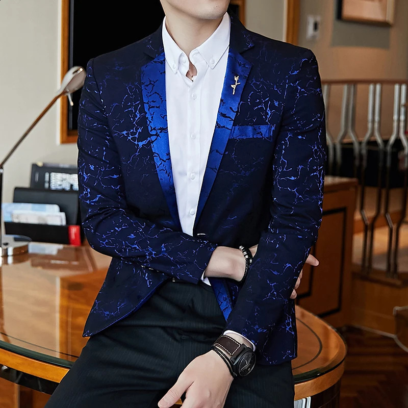 banquet set jacket evening gown fashionable jacquard casual business jacket ultra-thin mens wedding jacket mens clothing 240921