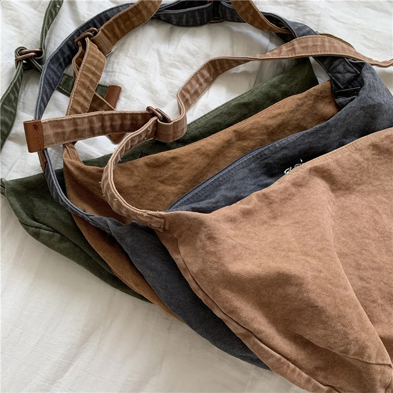 Retro Canvas Crossbody Dumpling Bags Casual Women Korean Simple Versatile Shoulder Bag Fashion Bolsas Female 240918