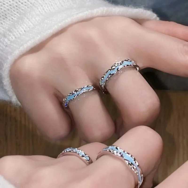 New Enamel Luminous Adjustable Finger Ring Vintage Luxury Love Couples Rings Glow In Dark Y2K Jewelry Valentines Day GiftsX240921
