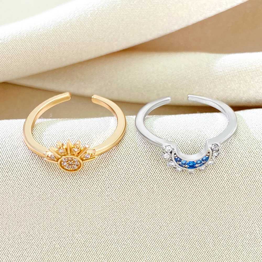 2 sets of cubic zirconia star moon rings couple rings jewelry engagement and proposal rings fashionable party ringsX240921