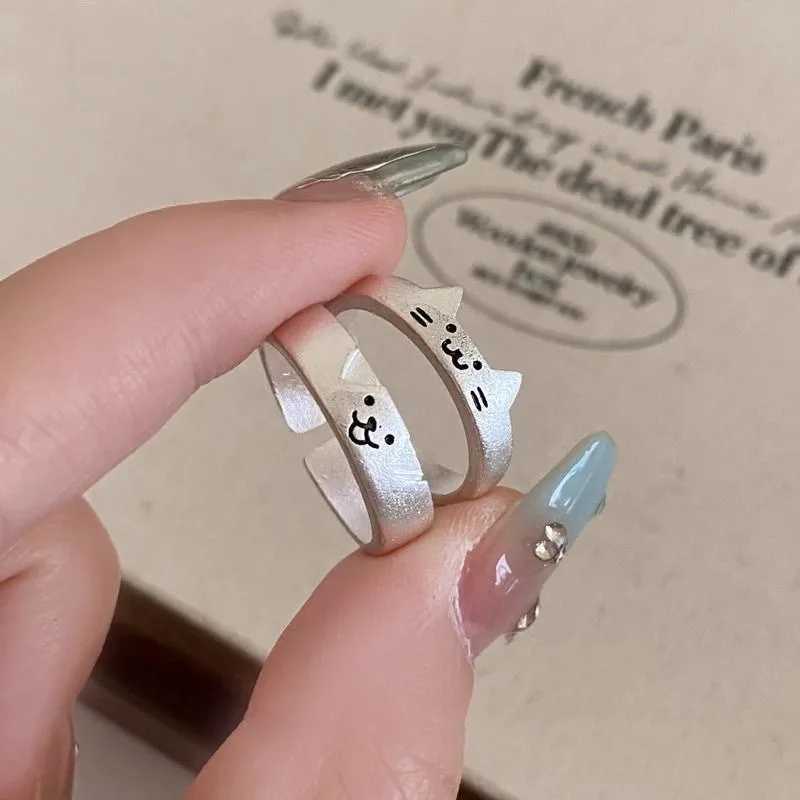 1/2pcs Cute Animal Dog Cat Rings for Women Men Simple Design Adjustable Cartoon Couple Rings Lovers Girlfriend Wedding JewelryX240921