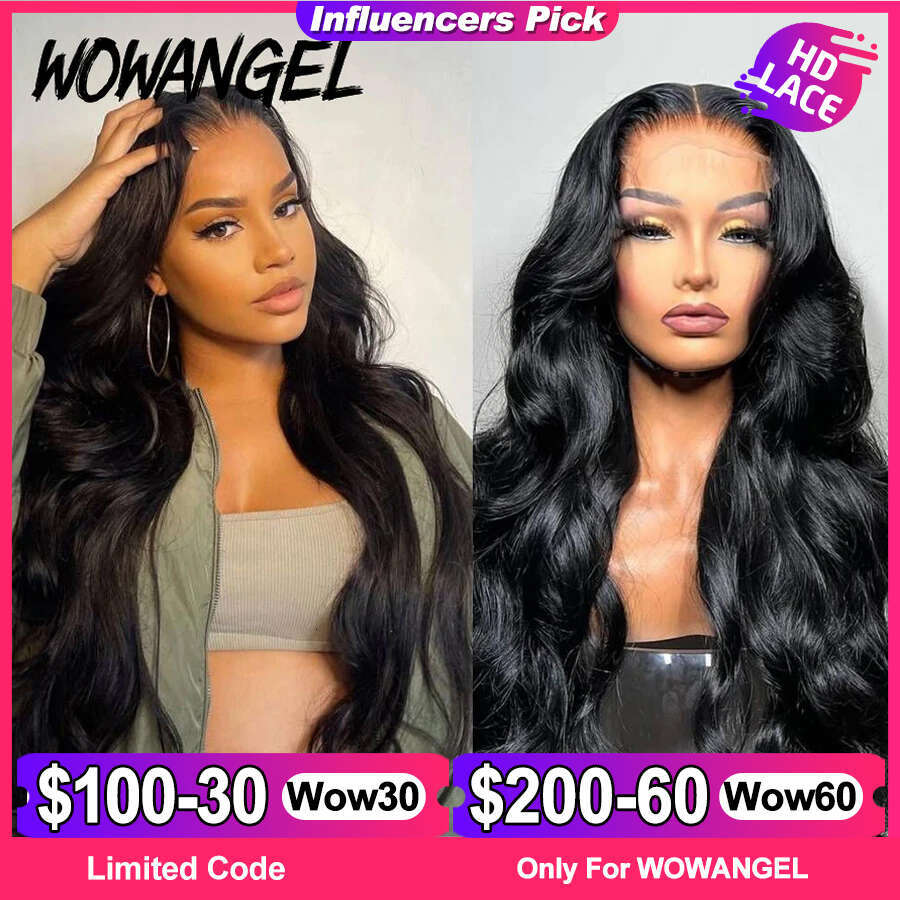 Wow Angel Glueless 250% Real Lace 7X7/6x6/5X5 HD Closure Wig Body Wave Pre Plucked Human Hair Wigs For Women