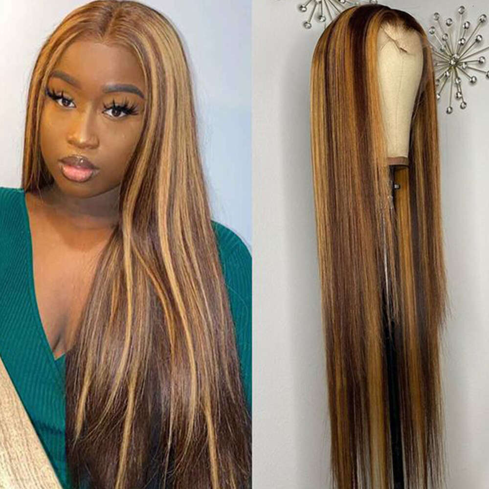 Highlight Straight Frontal Colored Human Hair Wigs 30 Inch Lace Front Wig