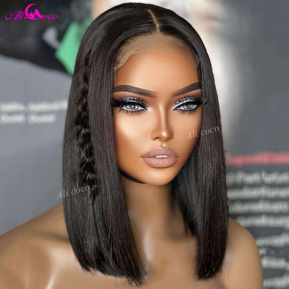 Brown Short Straight Bob Human Wigs Pre-Plucked With Baby Hair Honey Blonde Colored Lace Frontal Wig For Women