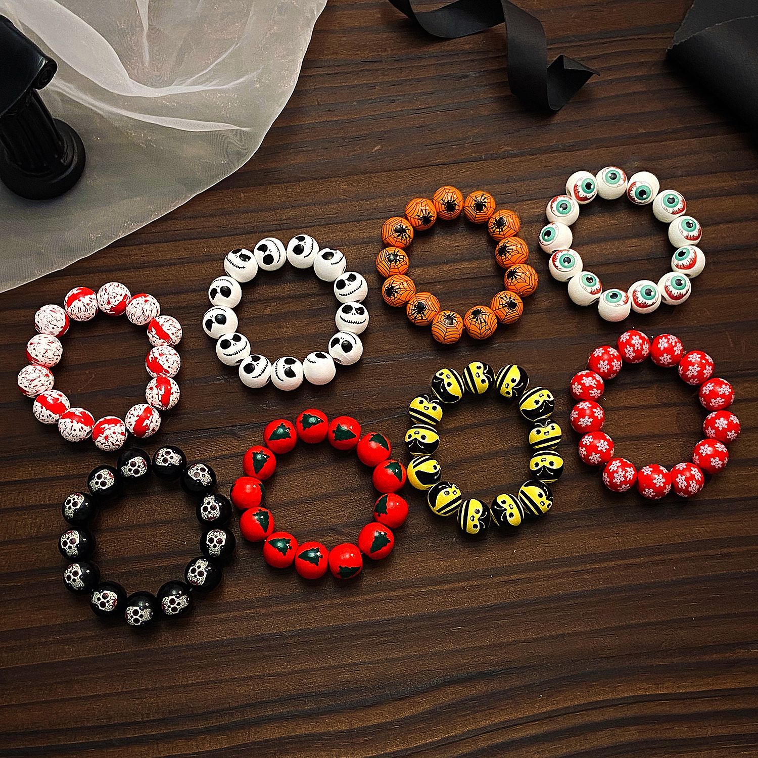Beaded bracelet New Skeleton Spider Web Hand String for Men and Women, European and American Creative Hand String DIY Festival Handmade
