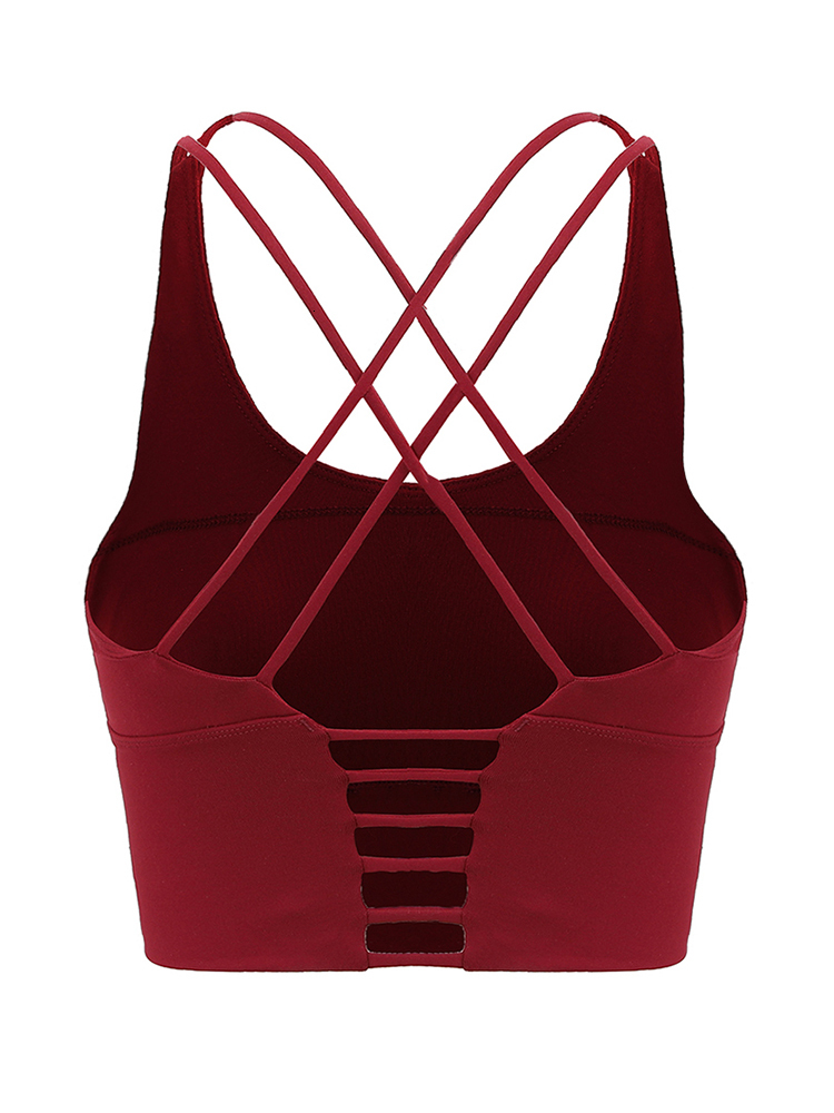 New Women Tops Sports Bra Hallow Out Back Design Shockproof Running Fiess Gym Yoga Top