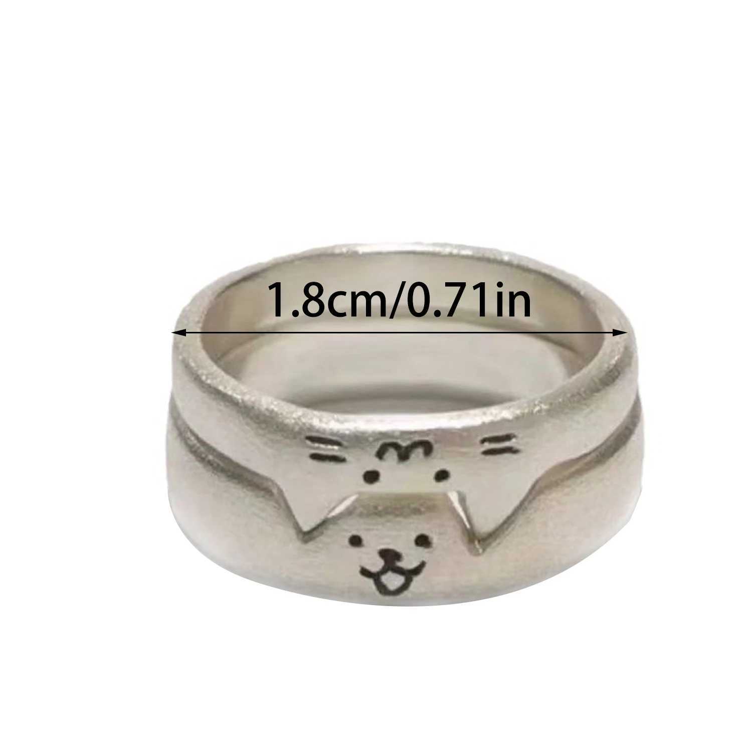 Korean Style Sliver Color Cat Rings For Women Simplicity Cat Cartoon Ring Couple Ring Fashion Best Friend JewelryX240921