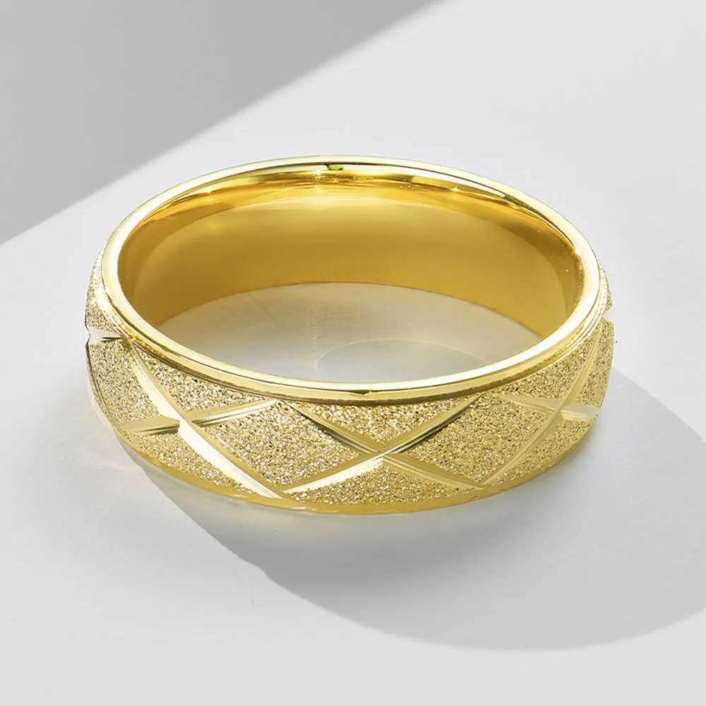 Lingge Striped Titanium Steel Couple Rings Fashion Light Luxury Frosted Rings Hand JewelryX240921