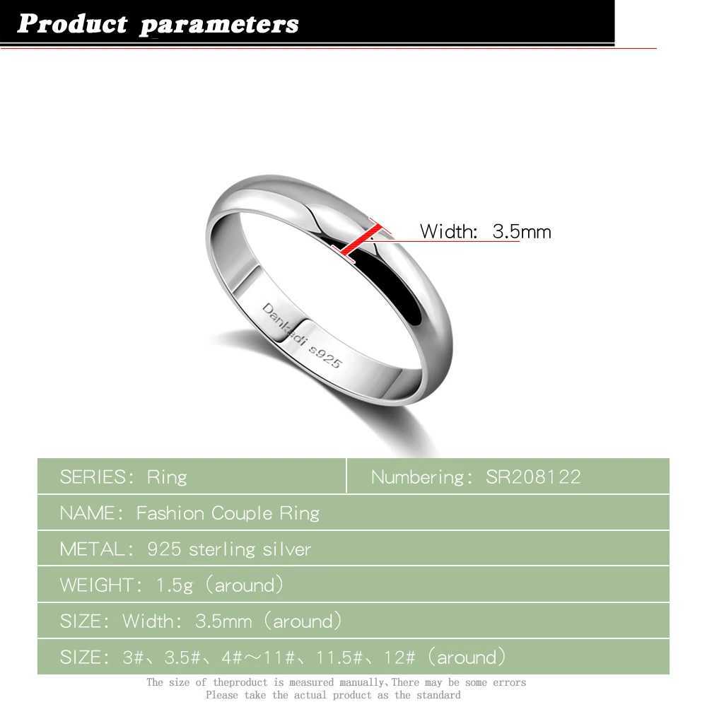 925 Sterling Silver Couple Ring Simple Marriage Engagement Ring Luxury Fashion Single Ring Silver Jewelry for Women Men AnilloX240921