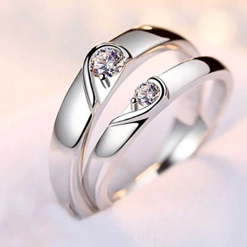 His and Her Heart Couple Rings Adjustable Lover Rings Engagement Wedding Rings Band Friendship Matching Rings GiftX240921