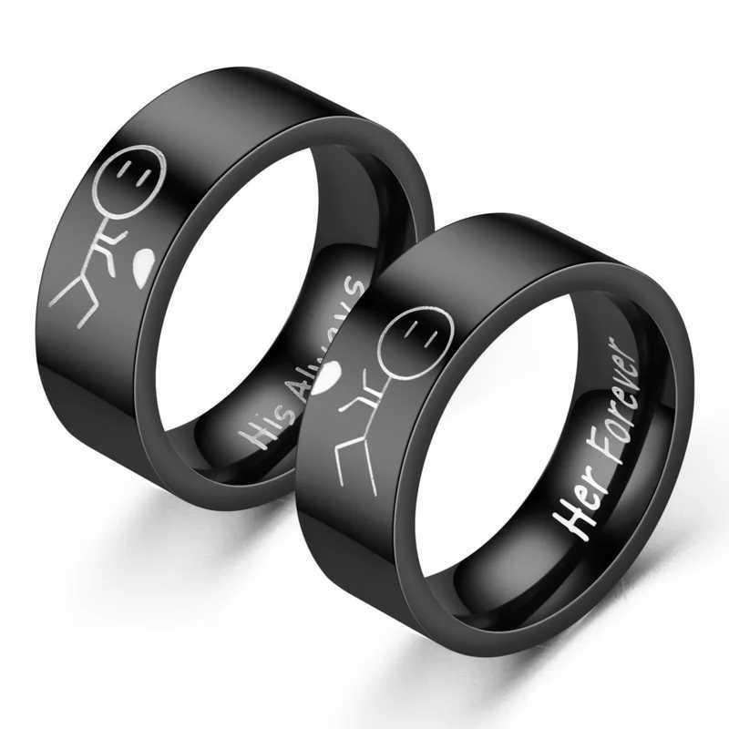 Couple Heart Rings His Always Her Forever Stainless Steel Ring For Women and Men Lovers Couples Jewelry rings halloween giftX240921