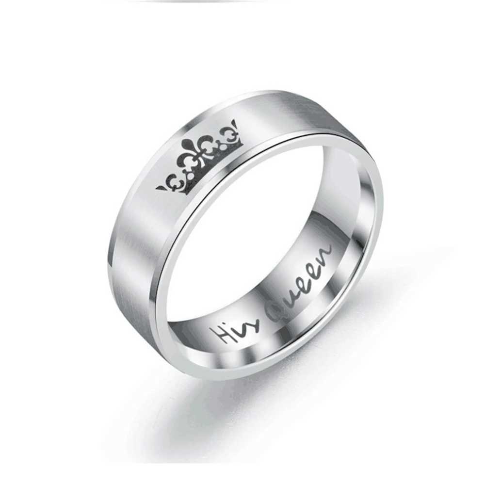 Stylish Couple Stainless Steel Ring Her king His Queen Crown Icon King Queen Couple Titanium Steel Ring DurableX240921