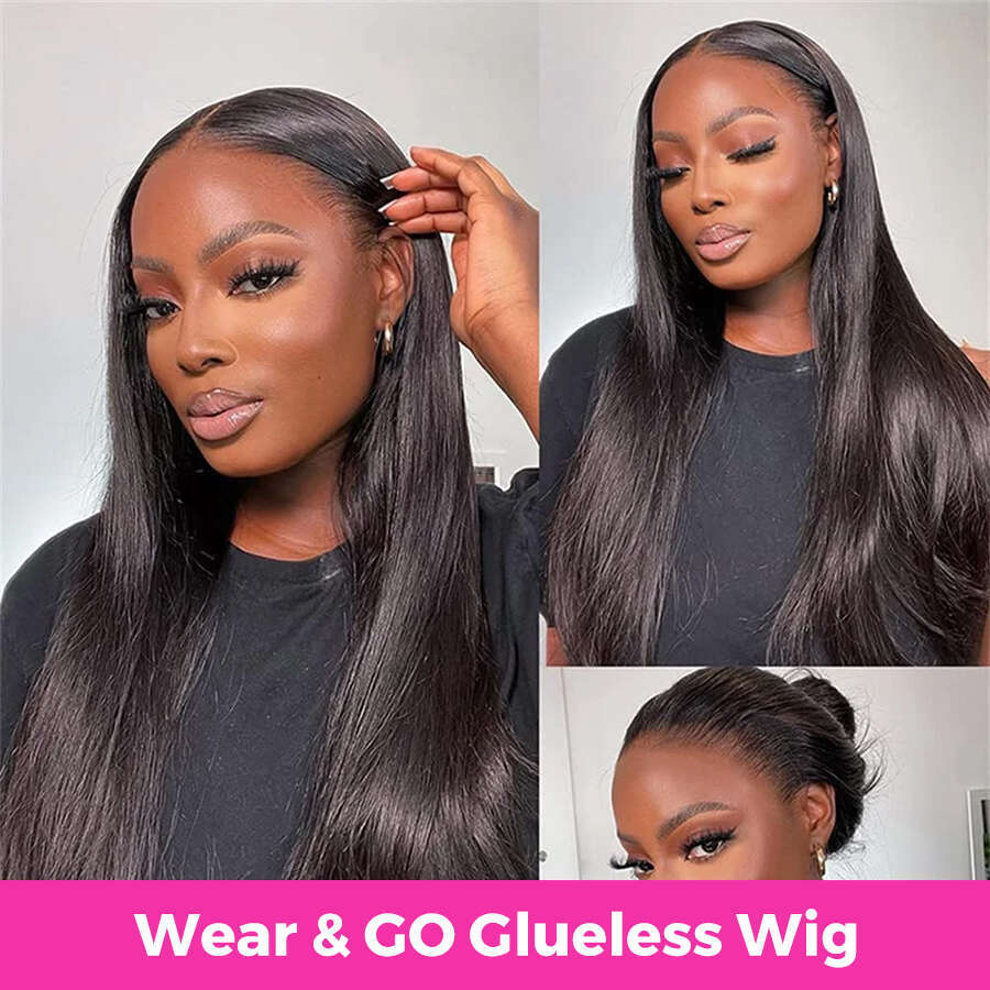 34 36 Inch Wear Go Glueless Straight 6x4 Human 5x5 Transparent Lace Closure Wig For Black Women Bg Hair