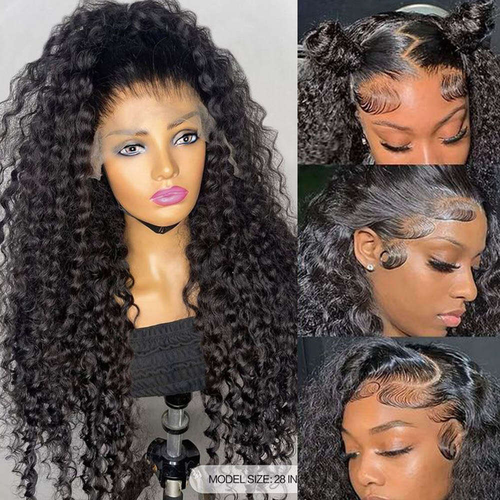 Deep Wave 200 Density Frontal Hd Lace Front Wig Human Hair Moxika