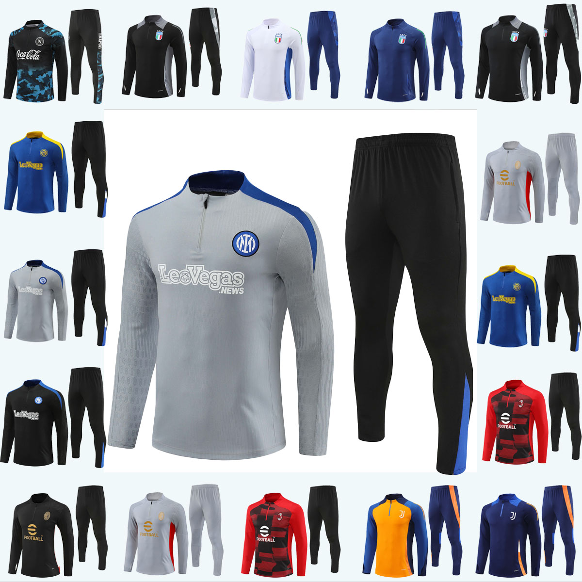 2024 Special DZEKO INTERS LAUTARO LUKAKU soccer tracksuit BARELLA MILANS J. CORREA 24 25 football tracksuit CALHANOGLU GAGLIARDINI Men Kids Kit