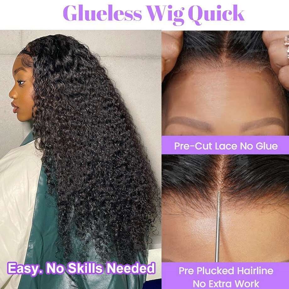 Human Hair Ready To Wear 4x4 Deep Wave 5x5 Closure Wig Pre Cut Lace Glueless Curly Wigs