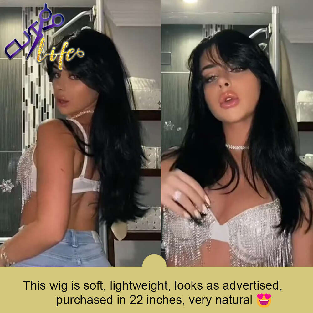 Wear To Go Inspired Layers With Curtain Bang Light Yaki 4x4 Lace Closure Glueless Human Hair Wigs For Black Women 34 Inches