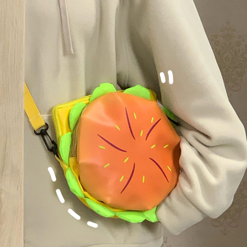 Hamburger cross bag cartoon cheese 3D burger cross bag for women cute and versatile shoulder bag