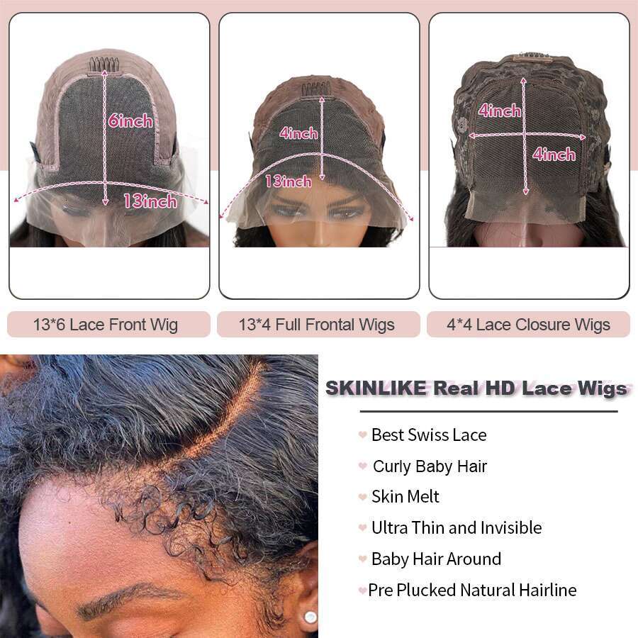 250% 13x6 Hd Afro Kinky Curly 100% Human Hair Glueless 13x4 4c Edges Lace Front Wigs For Women 30 Inch Deep Wave Frontal Wig
