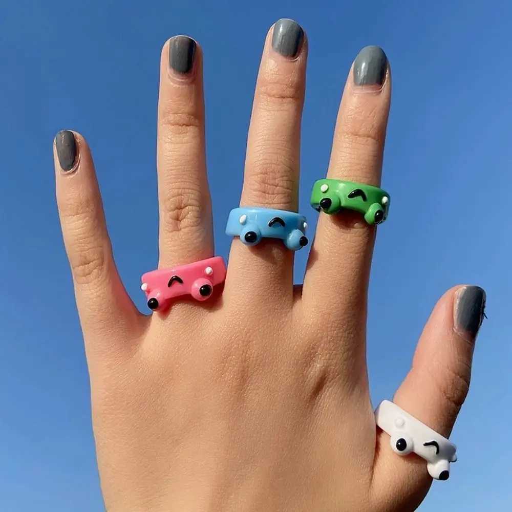 Cute Frog Rings Lover Polymer Clay Resin Acrylic Rings for Women Girls Couple Travel Ring Summer Fashion Animal Jewelry GiftX240921