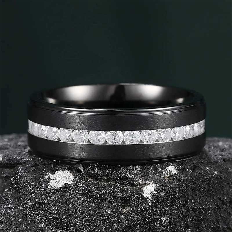 Luxury couple ring sweet love heart-shaped womens ruby ring and black mens Engagement Wedding RingX240921