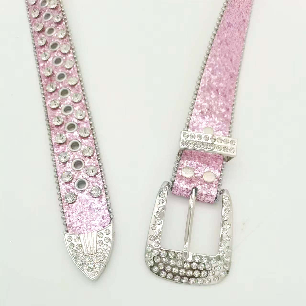 Luxury Rhinestone Designer Diamond Acrylic Crystal Shinny Fashion Unique Design Cowboy Leather Skull Belt For Lady