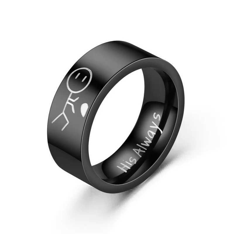 Couple Heart Rings His Always Her Forever Stainless Steel Ring For Women and Men Lovers Couples Jewelry rings halloween giftX240921