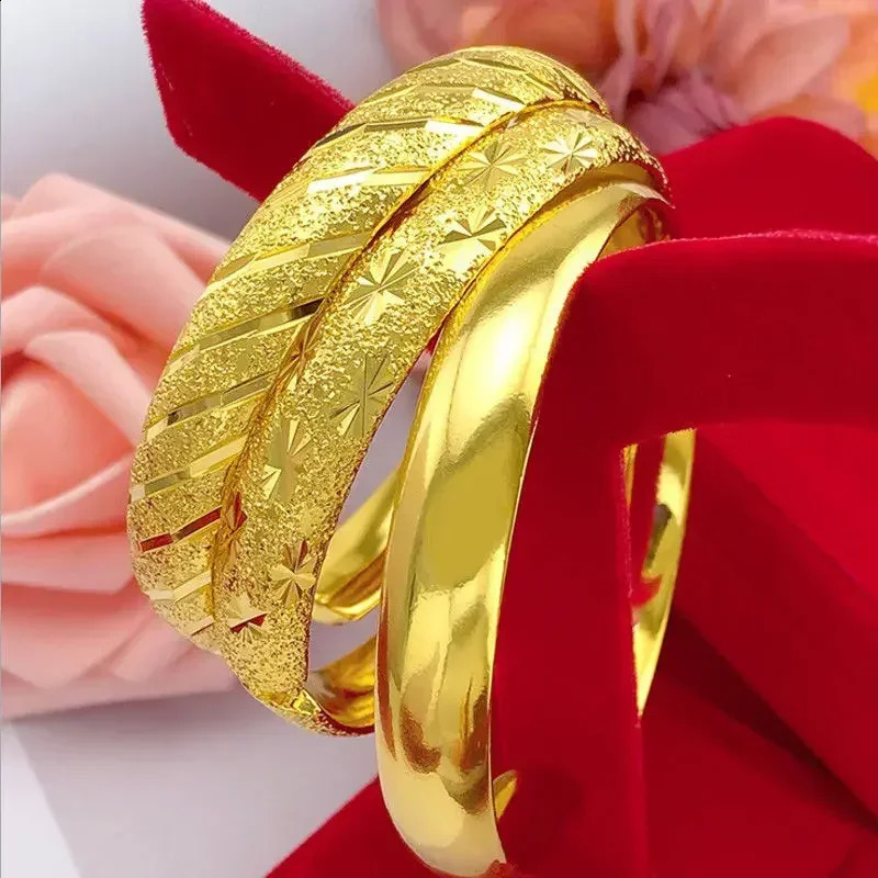 Real gold 24K bracelet 999 wedding gift turns rich instantly AU750 for friends jewelry 240912