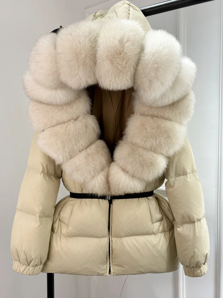 Janveny 2024 Winter Puffer Jacket Women Real Fox Fur Hooded Thick Warm 90% White Duck Down Coat Female Parkas Waterproof 240921