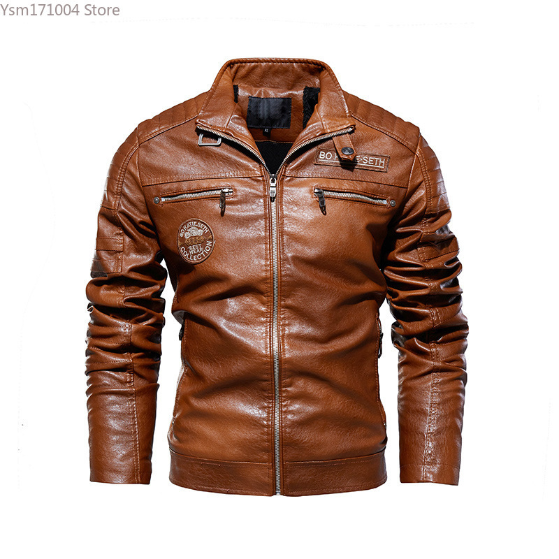 Winter Men's PU Solid Color Lapel Plush And Thick Sports Plus Size 7Xl Motorcycle Leather Jacket Men Clothing