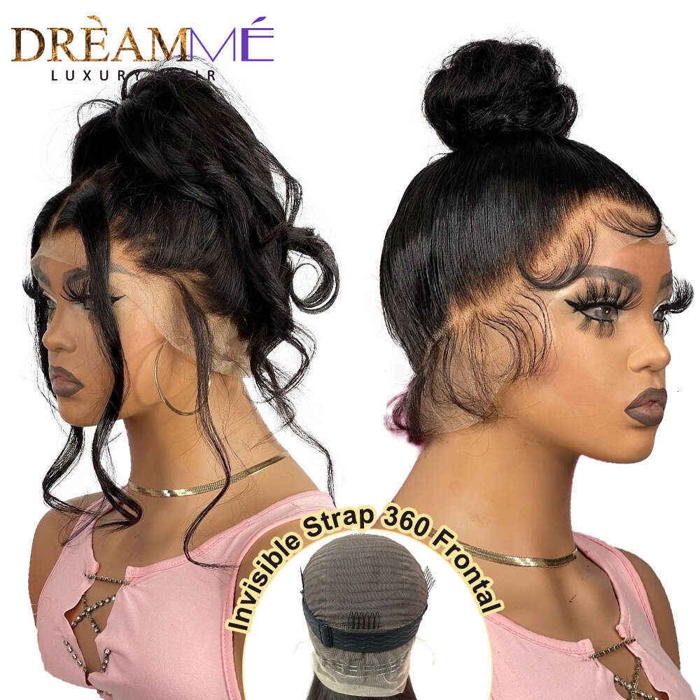 Invisible Strap Glueless Transparent Frontal Straight 360 Full Human Hair Wigs Wear and Go Per Cut Lace Remy