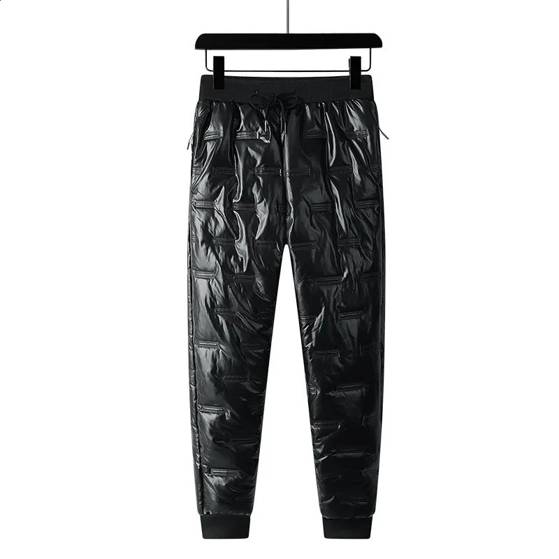 Down Cotton Pants for Mens Outerwear Fashionable Winter Thickened Casual and Oversized Warm and Glossy Pants Trend 240913